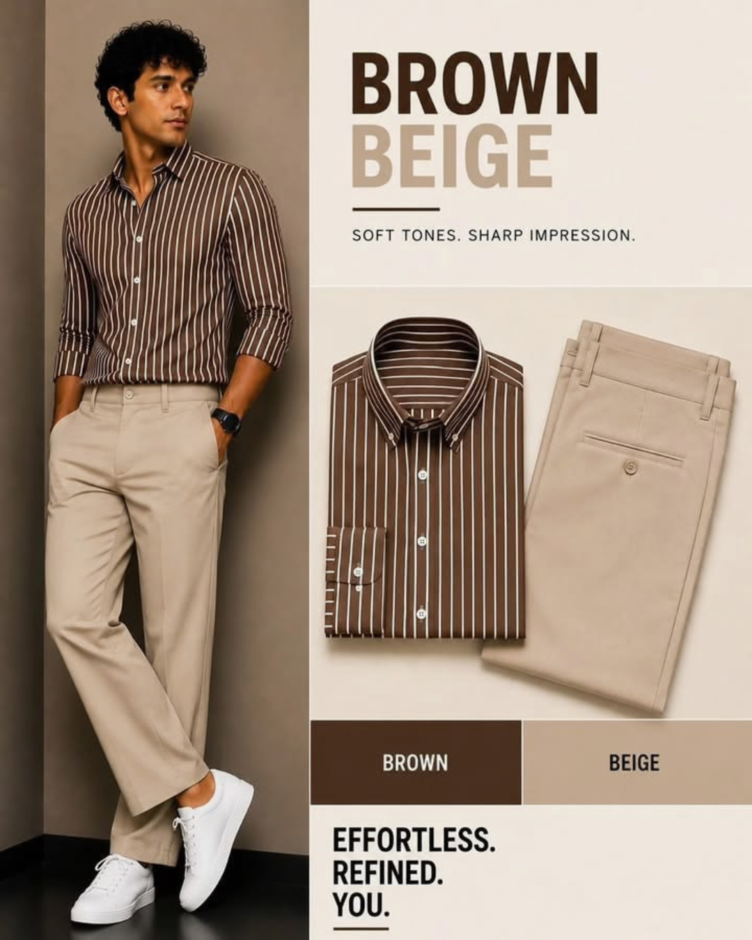 Shirt & Pant Set Collection | Brown + Beige