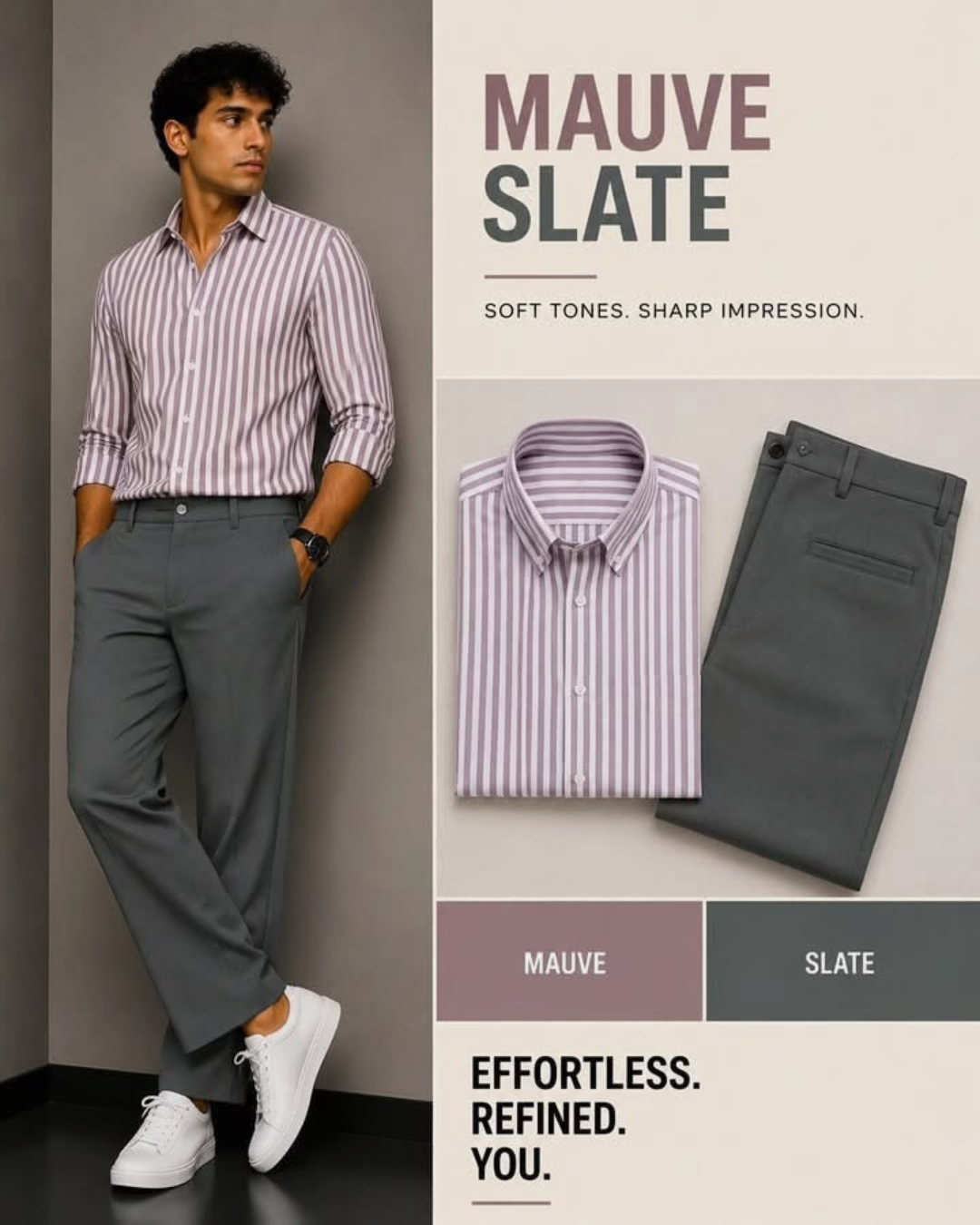 Shirt & Pant Set Collection | Mauve + Slate