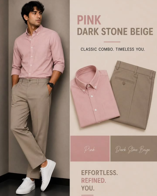 Shirt & Pant Set Collection | Pink + Dark Stone Beige