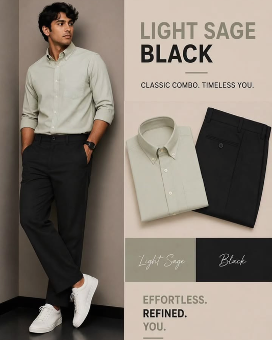 Shirt & Pant Set Collection | Sage + Black