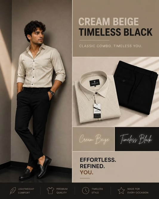 Shirt & Pant Set Collection | Beige + Black