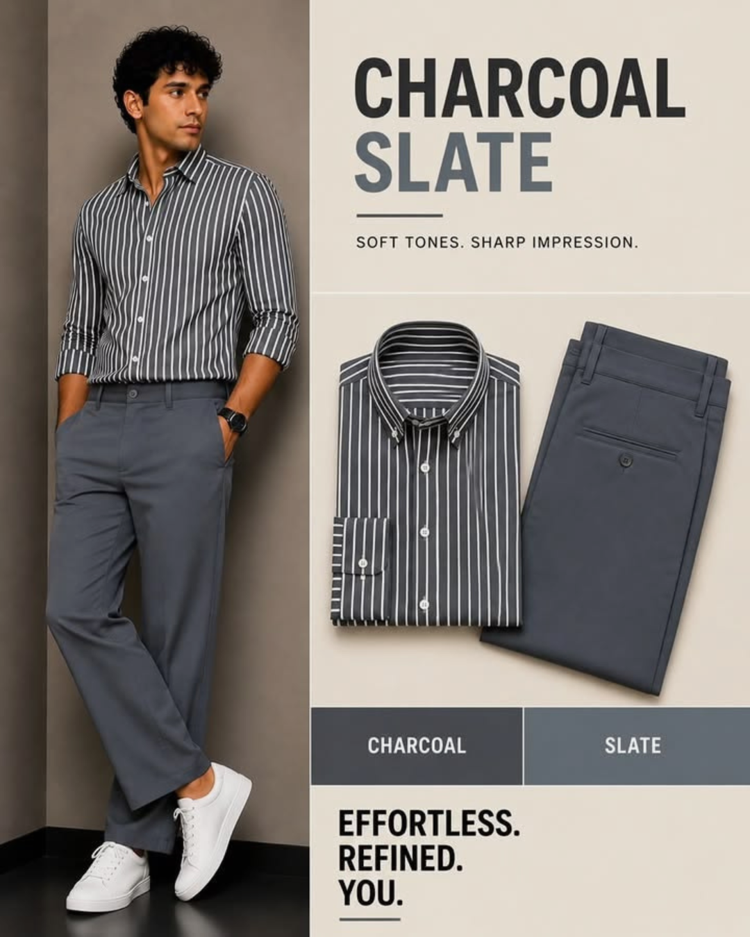 Shirt & Pant Set Collection | Charcoal + Slate